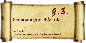 Gremsperger Bánk névjegykártya